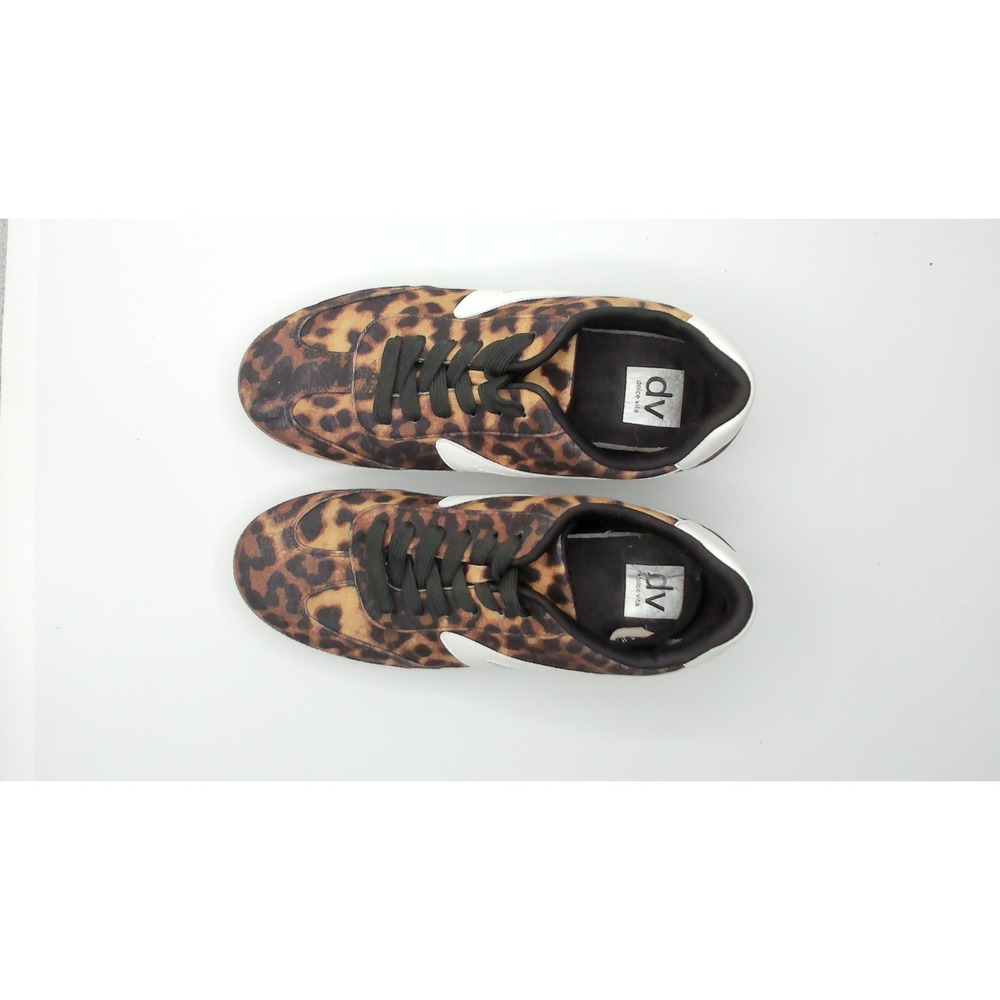 DV Dolce Vita Quantum Leopard Print Gum Sole Sneakers Brown White WMS 9